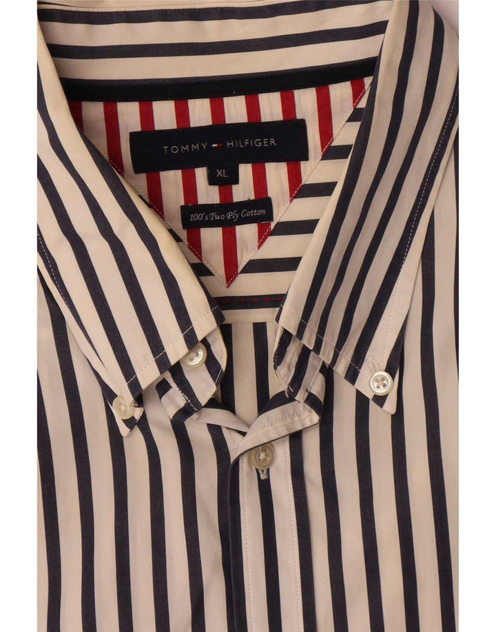 Tommy Hilfiger Mens Shirt XL White Striped Cotton