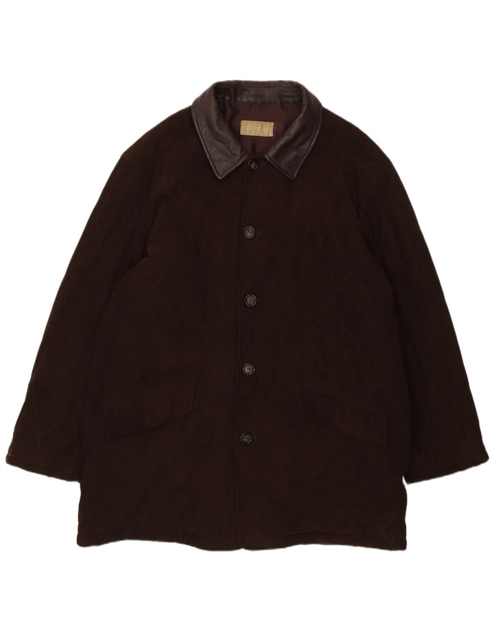 Vintage Mens Overcoat IT 54  2XL Brown Polyester