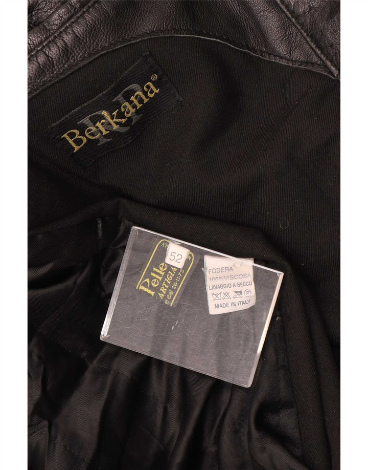 Berkana Mens Leather Coat IT 52 XL Black