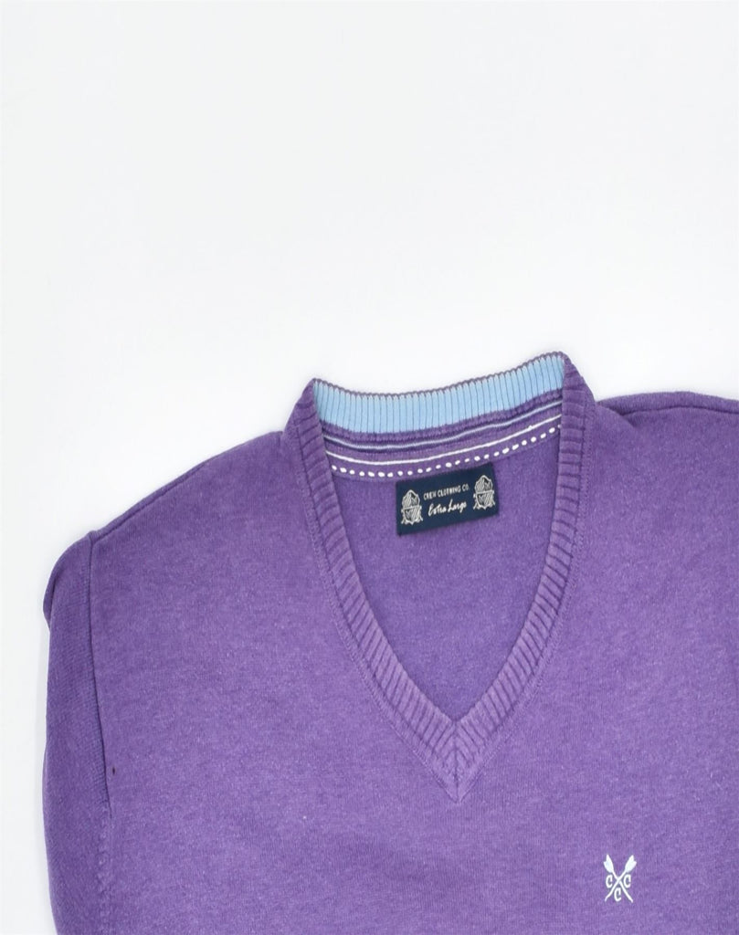 CREW CLOTHING Mens V-Neck Jumper Sweater XL Purple Cotton | Vintage | Thrift | Second-Hand | Used Clothing | Messina Hembry 