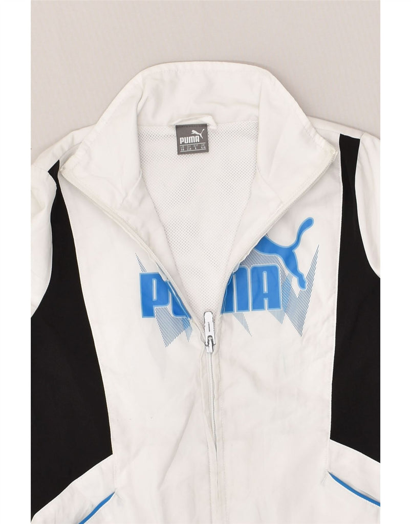 PUMA Boys Graphic Tracksuit Top Jacket 5-6 Years XS White Colourblock | Vintage Puma | Thrift | Second-Hand Puma | Used Clothing | Messina Hembry 