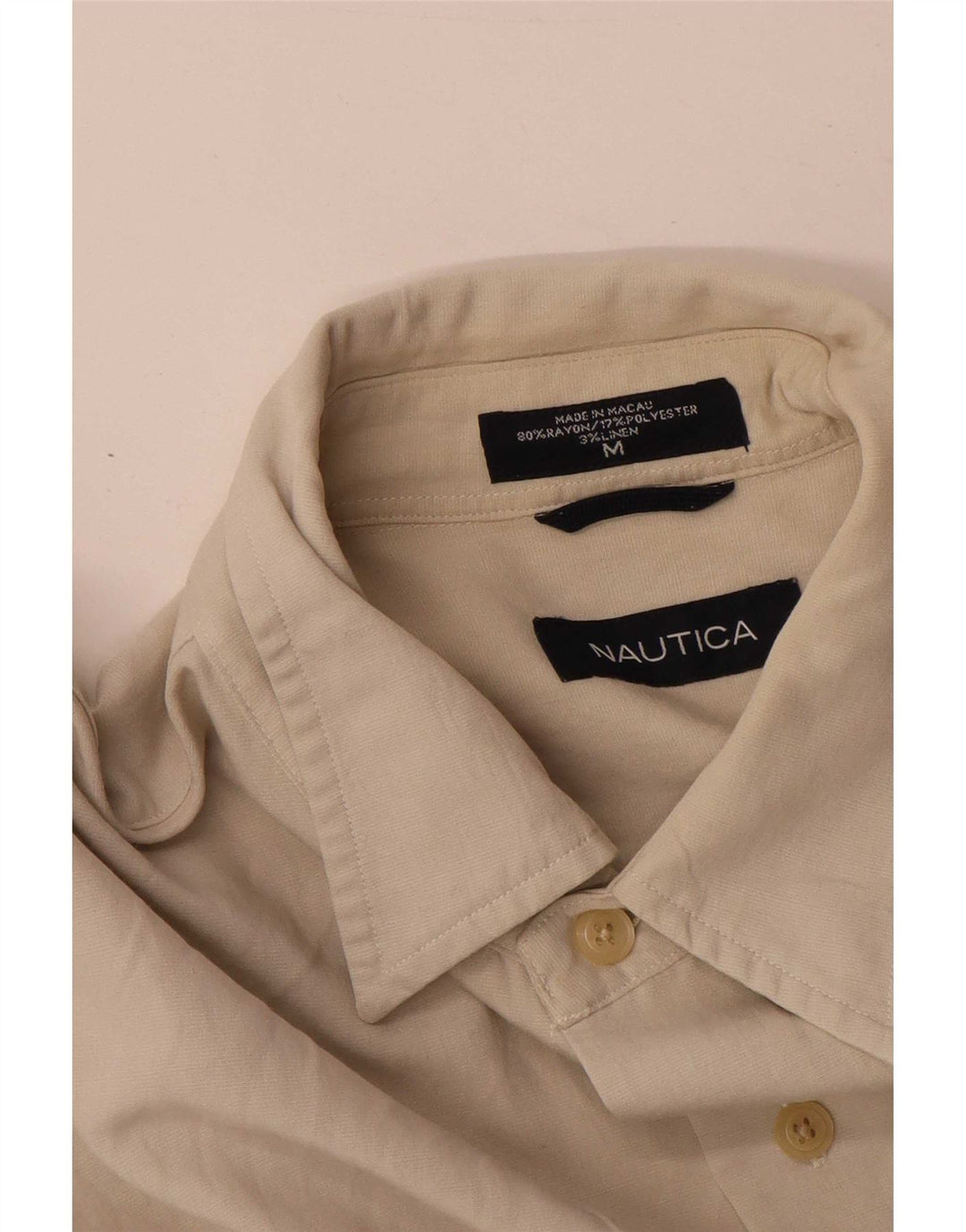 Nautica Mens Shirt Medium Beige Rayon