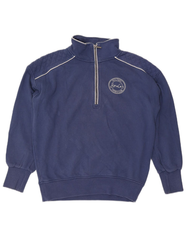 Joules Womens Zip Neck Sweatshirt Jumper UK 14 Large Blue Cotton