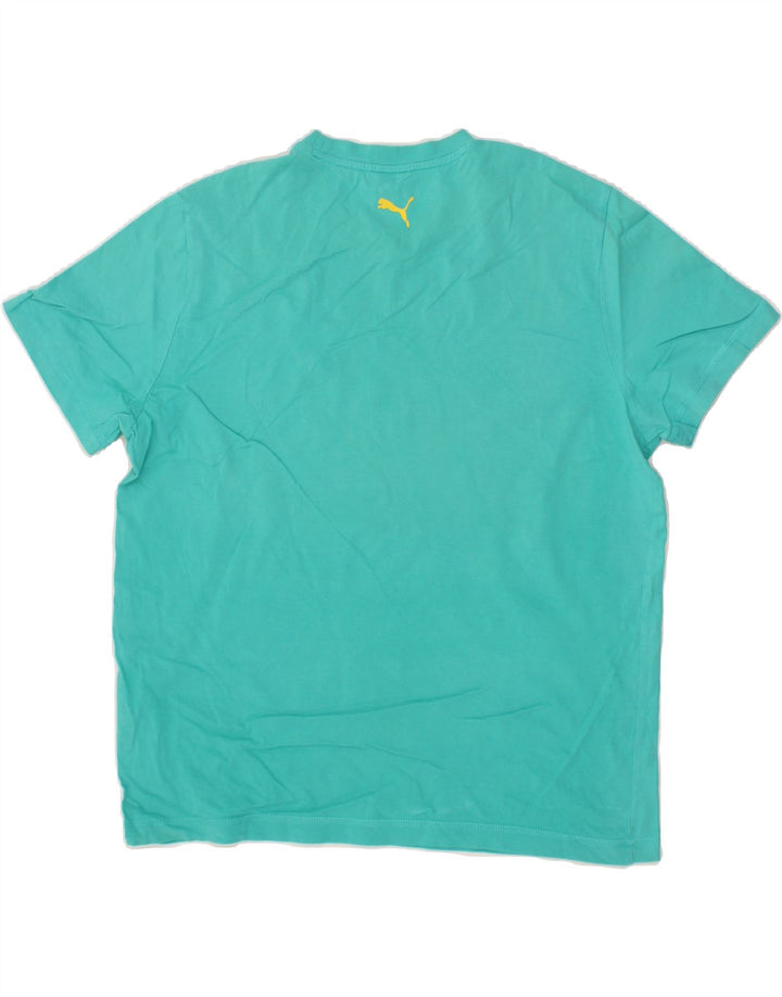 PUMA Mens Graphic T-Shirt Top XL Turquoise Cotton Vintage Puma and Second-Hand Puma from Messina Hembry 