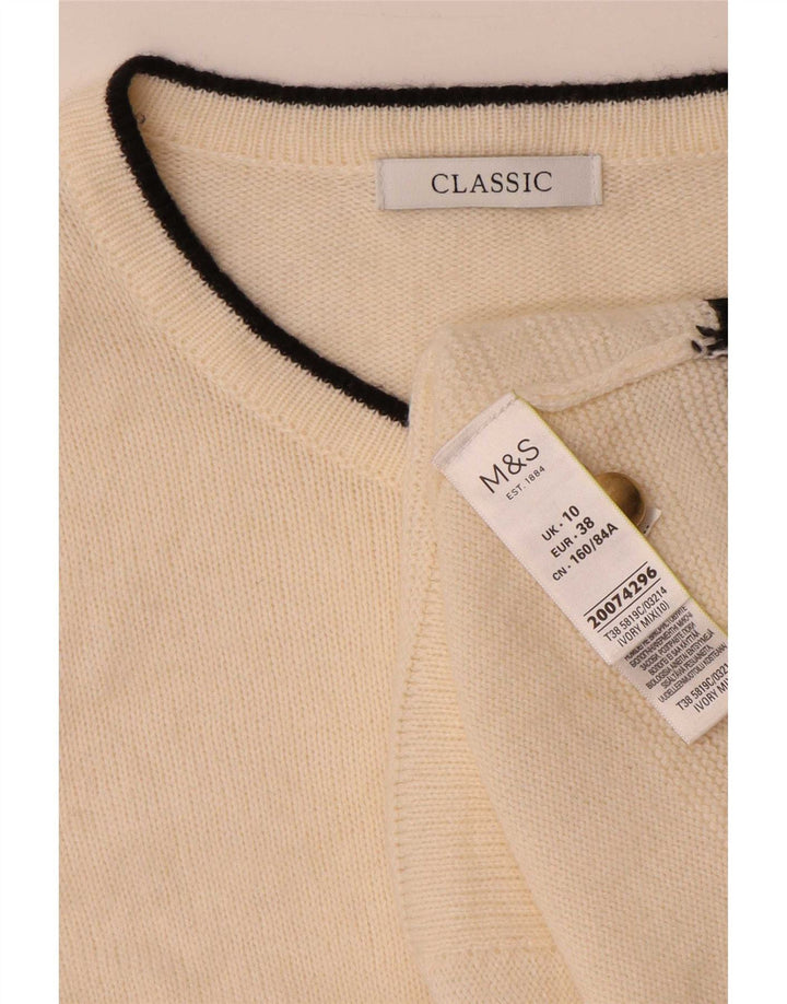 Marks & Spencer Womens Cardigan Sweater UK 10 Small Off White Colourblock