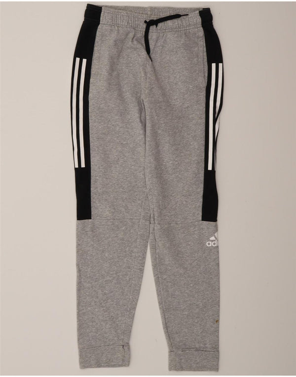 Adidas Boys Tracksuit Trousers Joggers 13-14 Years  Grey Colourblock Cotton