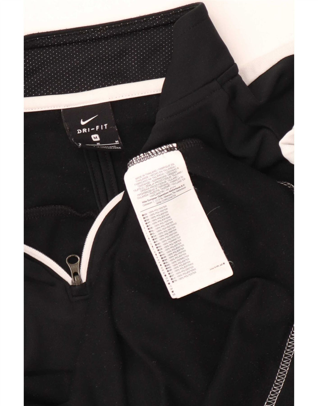 Nike Mens Dri Fit Zip Neck Pullover Tracksuit Top Medium Black Colourblock