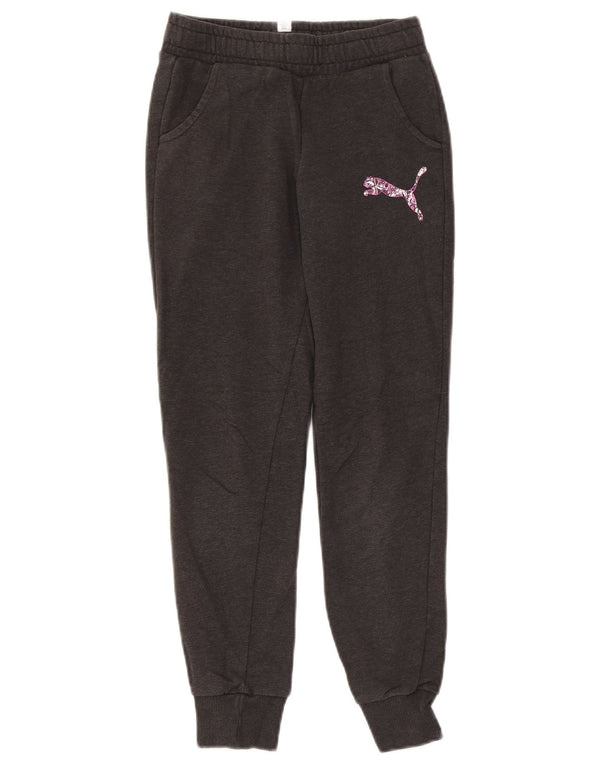 Puma Girls Tracksuit Trousers Joggers 11-12 Years Grey Cotton