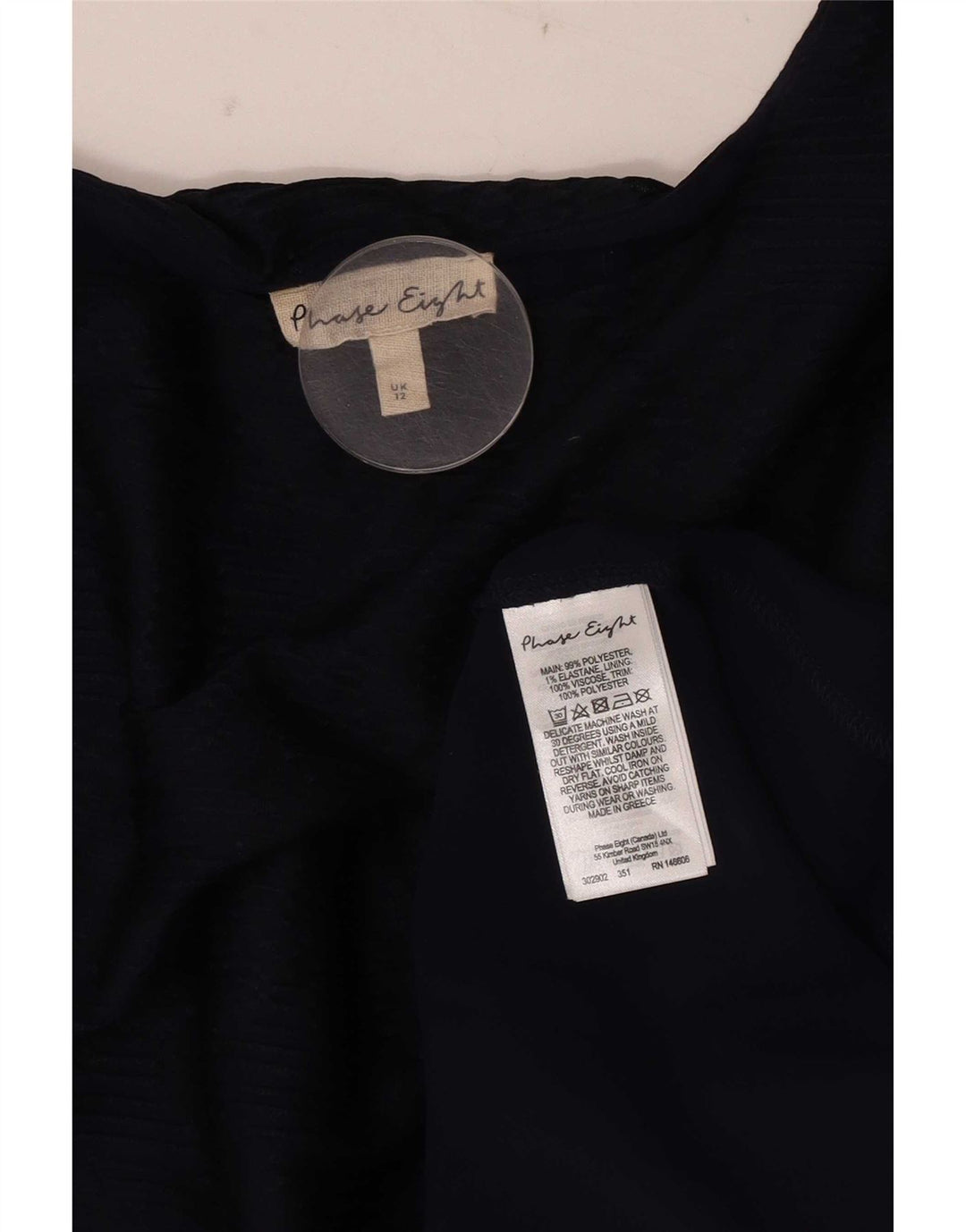 Phase Eight Womens 3/4 Sleeve Asymmetric Blouse Top UK 12 Medium Navy Blue