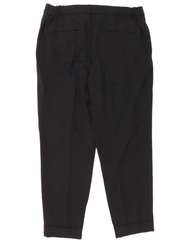 Marks & Spencer Womens Slim Cropped Trousers UK 12 Medium W30 L25 Black