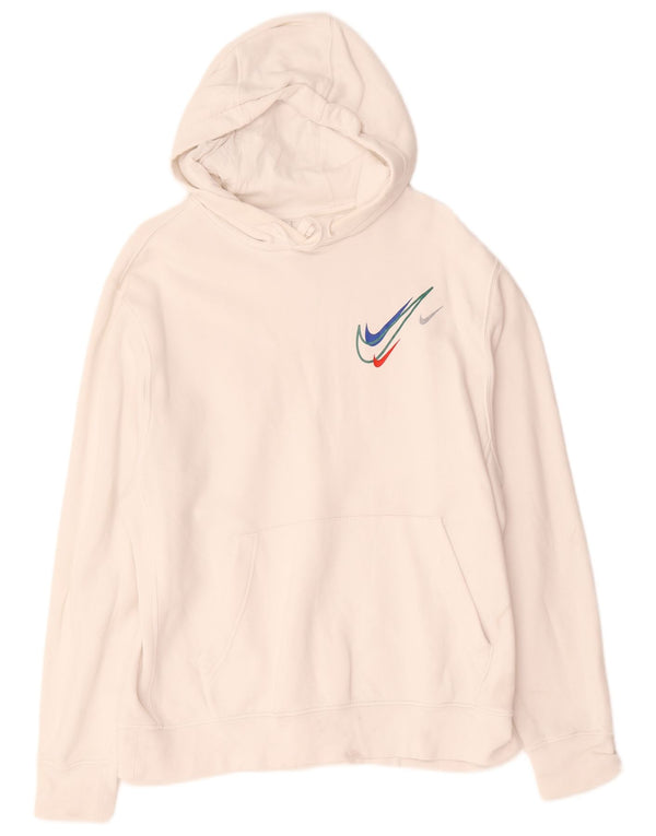 Nike Mens Graphic Hoodie Jumper Large White Cotton