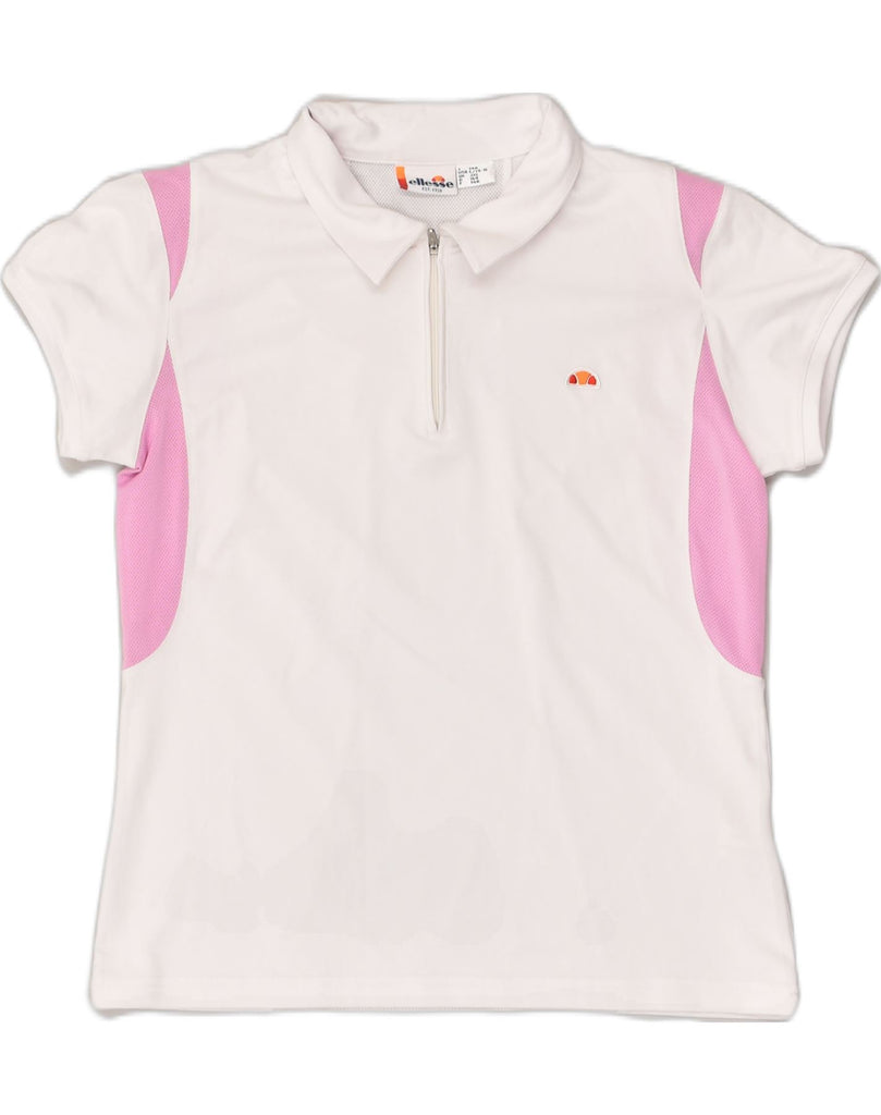 ELLESSE Girls Polo Shirt 13-14 Years White Colourblock Polyester | Vintage Ellesse | Thrift | Second-Hand Ellesse | Used Clothing | Messina Hembry 