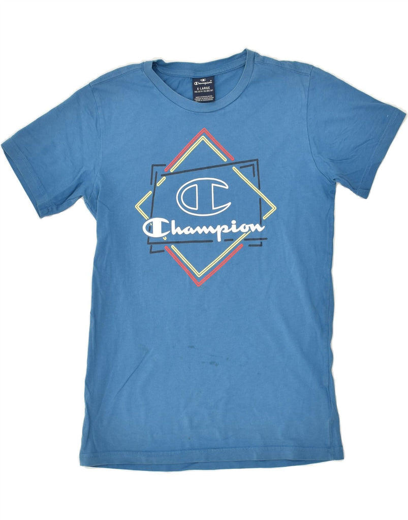 CHAMPION Boys Graphic T-Shirt Top 13-14 Years XL Blue Cotton | Vintage Champion | Thrift | Second-Hand Champion | Used Clothing | Messina Hembry 