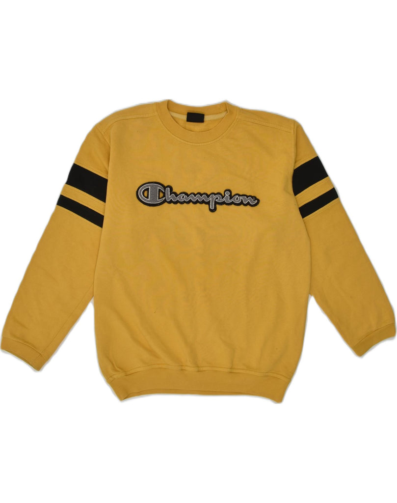 CHAMPION Boys Graphic Sweatshirt Jumper 11-12 Years Yellow Cotton | Vintage Champion | Thrift | Second-Hand Champion | Used Clothing | Messina Hembry 