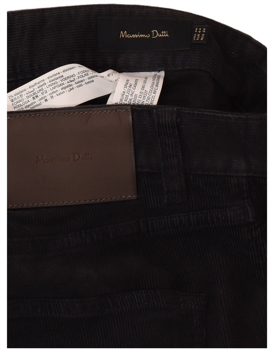 MASSIMO DUTTI Mens Straight Corduroy Trousers EU 44 Large W36 L30 Black