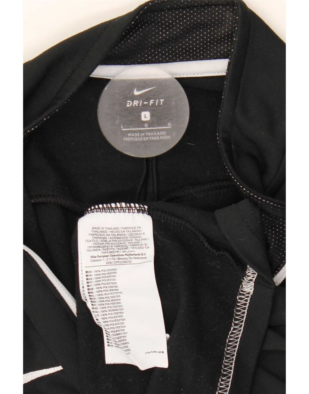 Nike Mens Dri Fit Zip Neck Top Long Sleeve Large Black Colourblock
