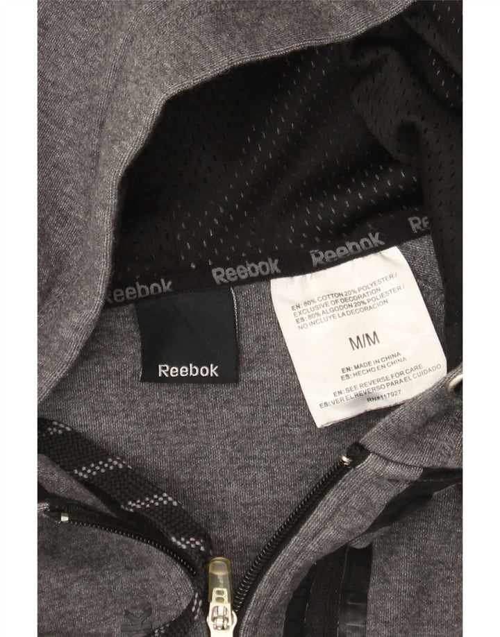 Reebok Mens Zip Hoodie Sweater Medium Grey Cotton