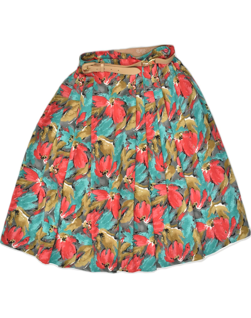 VINTAGE Womens Pleated A-Line Skirt W28 Medium Multicoloured Floral | Vintage Vintage | Thrift | Second-Hand Vintage | Used Clothing | Messina Hembry 