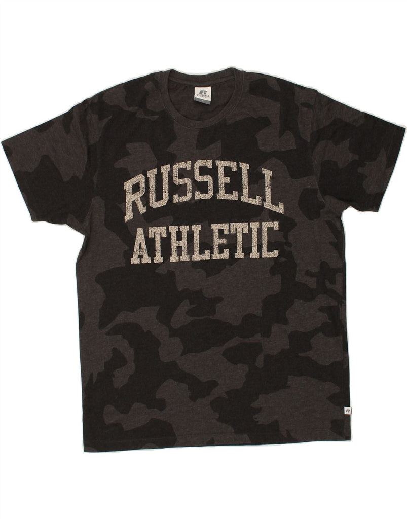 RUSSELL ATHLETIC Mens Graphic T-Shirt Top Medium Grey Camouflage Cotton | Vintage Russell Athletic | Thrift | Second-Hand Russell Athletic | Used Clothing | Messina Hembry 