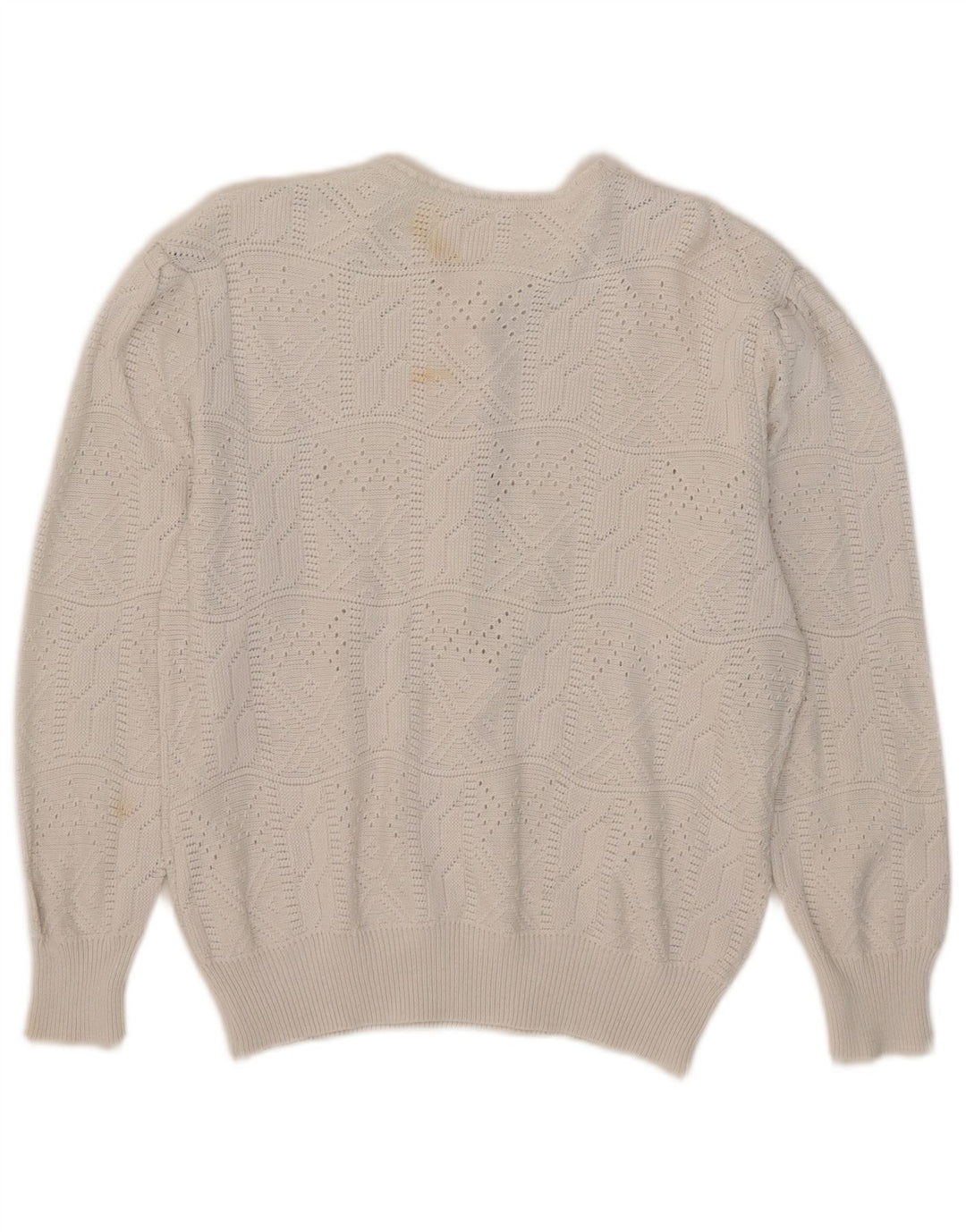 Vintage Womens Button Neck Jumper Sweater IT 42 Medium White Acrylic