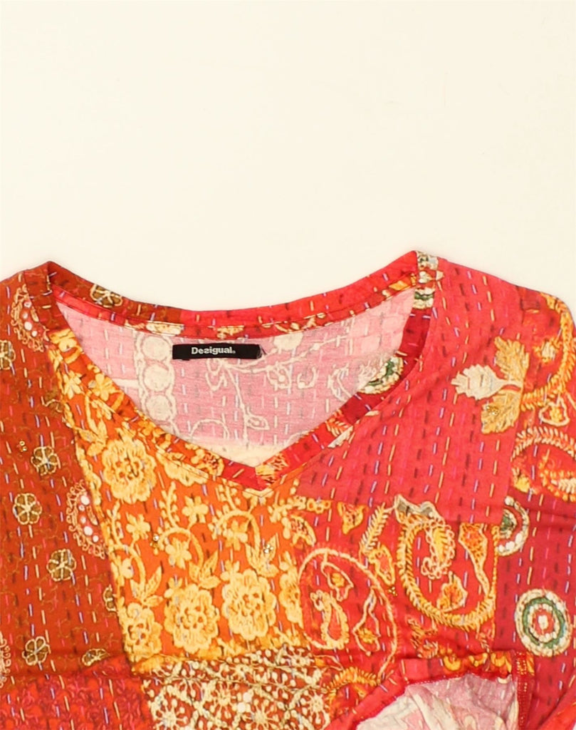 DESIGUAL Womens Crazy Pattern Blouse Top UK 12 Medium Red Patchwork | Vintage Desigual | Thrift | Second-Hand Desigual | Used Clothing | Messina Hembry 