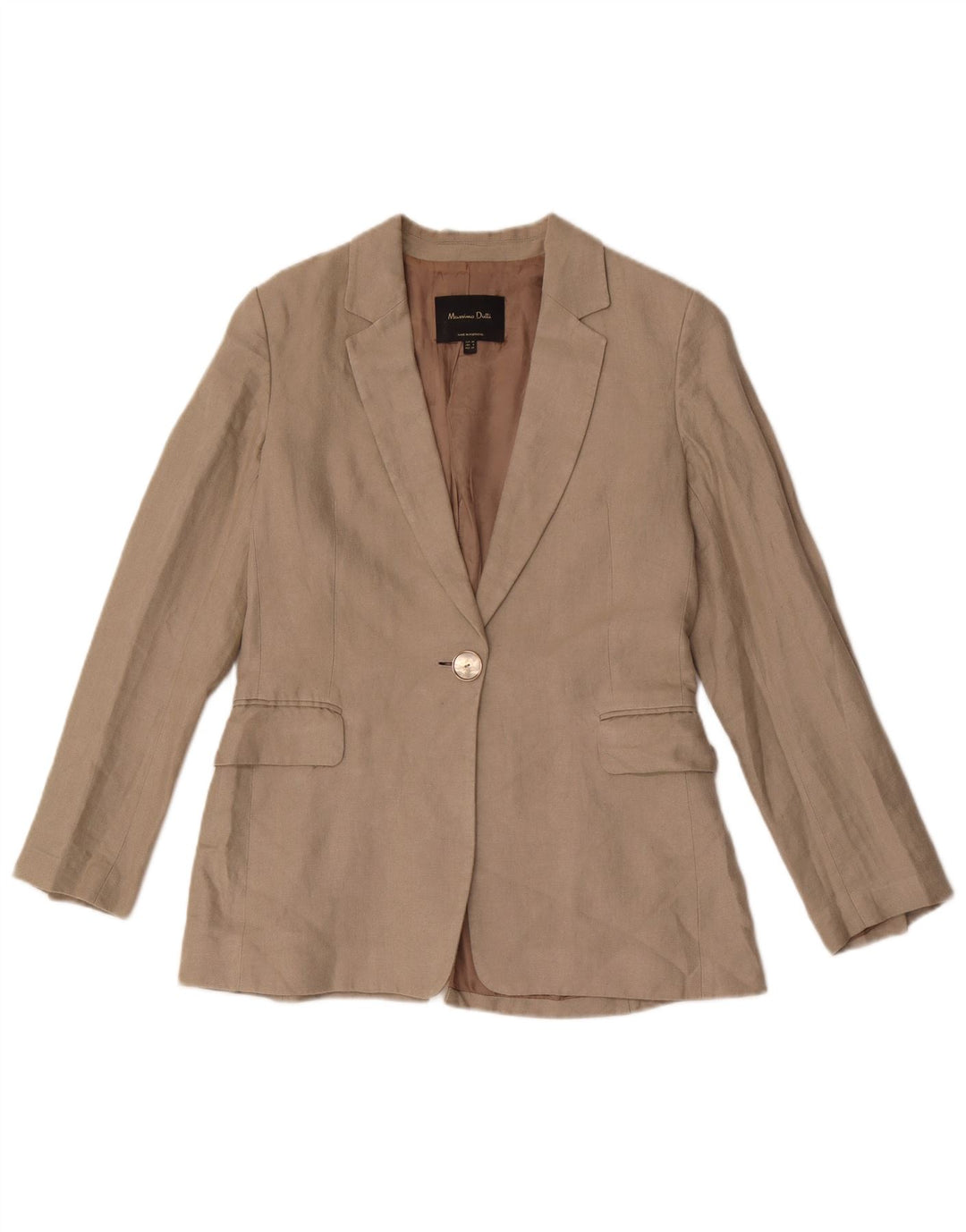 Massimo Dutti Womens 1 Button Blazer Jacket EU 38 Small Grey Linen