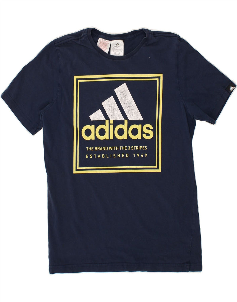 ADIDAS Boys Graphic T-Shirt Top 13-14 Years Navy Blue | Vintage Adidas | Thrift | Second-Hand Adidas | Used Clothing | Messina Hembry 