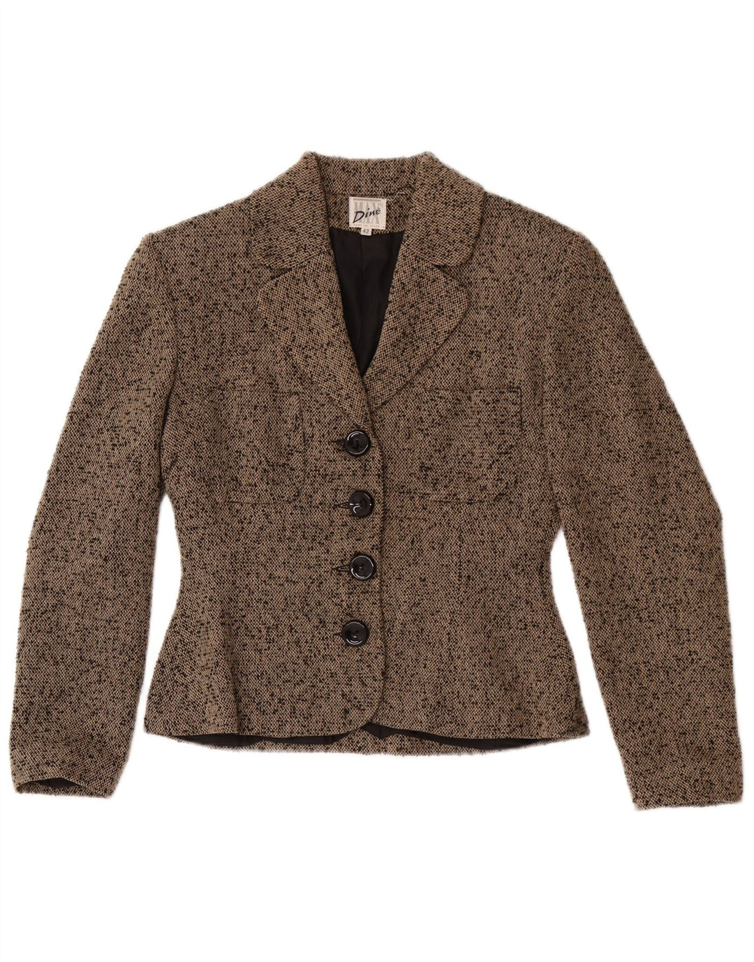 Max Dine Womens 4 Button Blazer Jacket IT 42 Medium Brown Flecked Acrylic