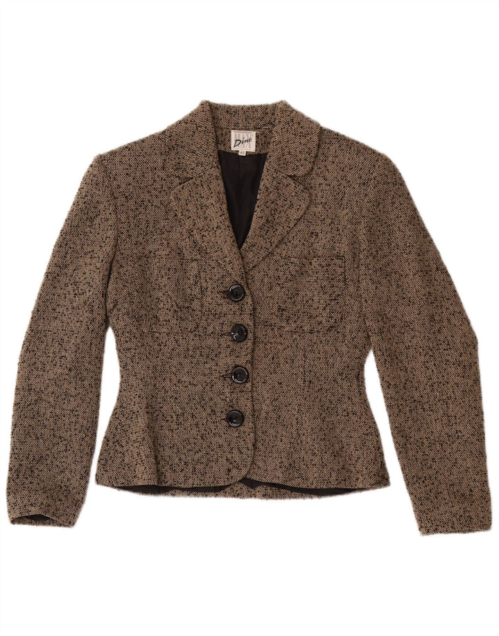 Max Dine Womens 4 Button Blazer Jacket IT 42 Medium Brown Flecked Acrylic