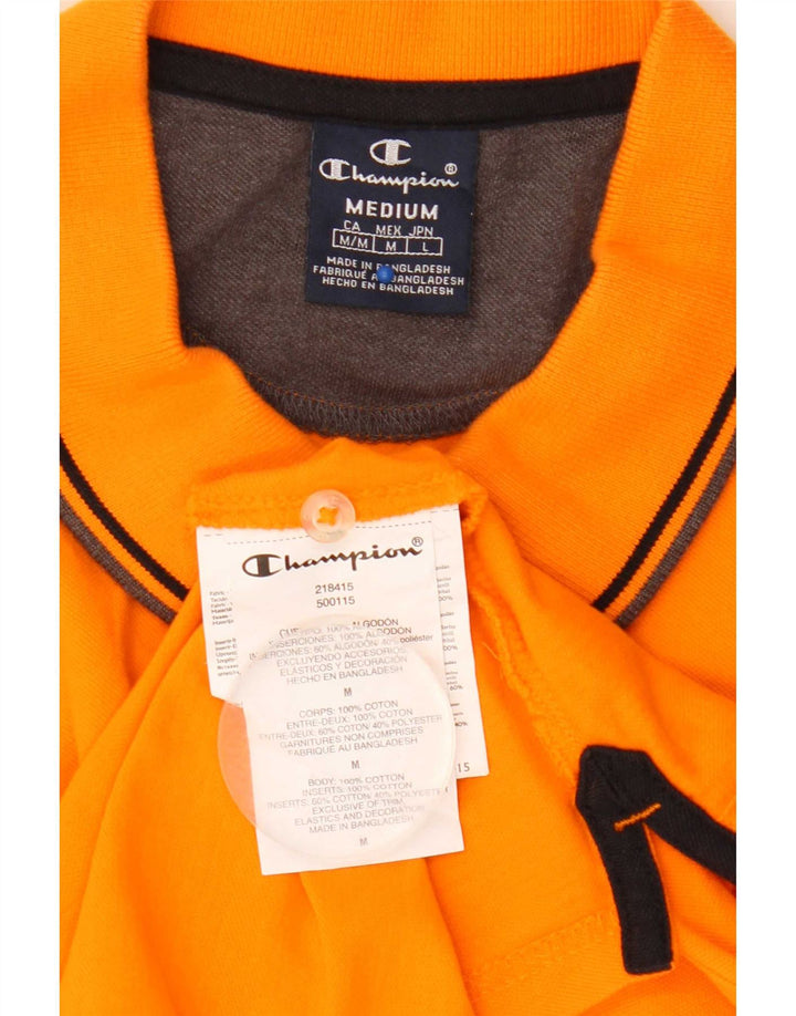 Champion Mens Polo Shirt Medium Orange Striped Cotton