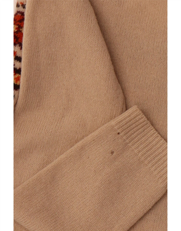 TOMMY HILFIGER Womens Boat Neck Jumper Sweater UK 10 Small Beige Fair Isle