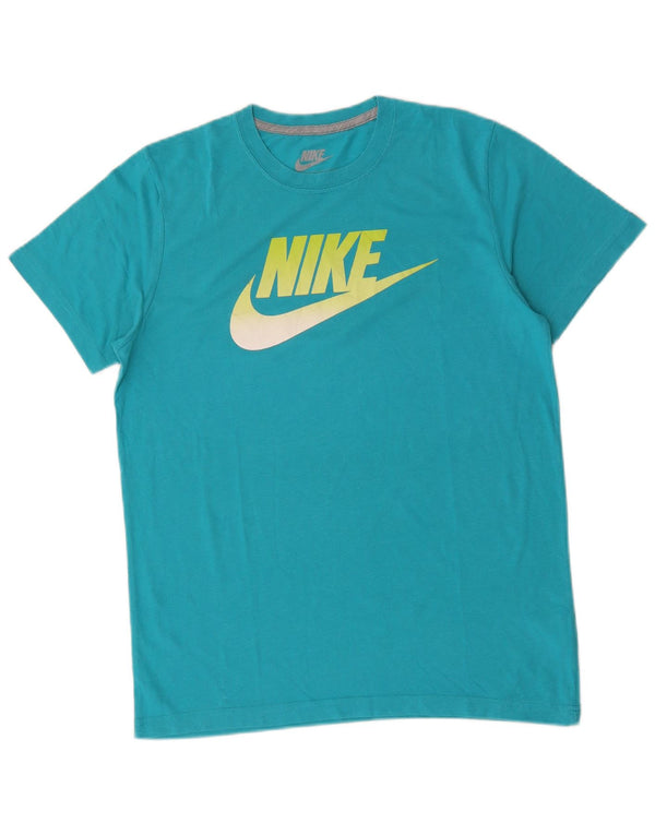 Nike Womens Slim Fit Graphic T-Shirt Top UK 16 Large Blue Polyester
