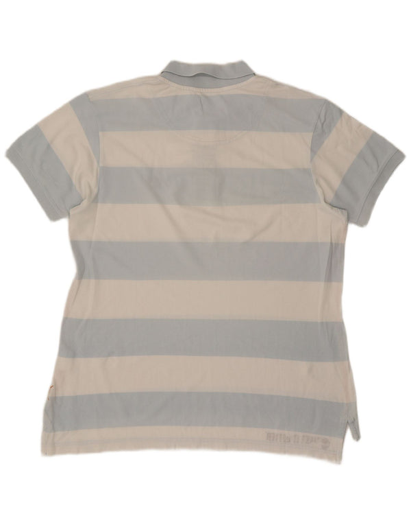 Timberland Mens Polo Shirt XL Blue Striped Cotton