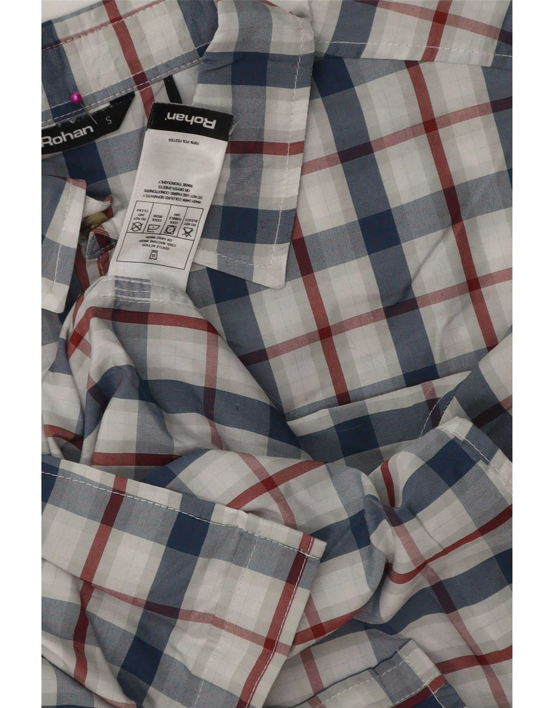 Rohan Mens Short Sleeve Shirt Small Blue Check Polyester