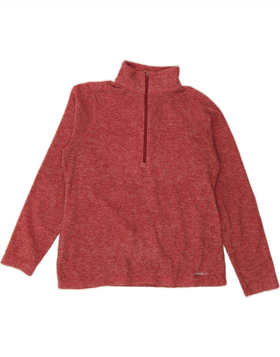 EDDIE BAUER Womens Zip Neck Fleece Jumper UK 14 Medium Red Flecked Vintage Eddie Bauer and Second-Hand Eddie Bauer from Messina Hembry 