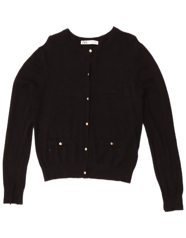 Zara Womens Cardigan Sweater UK 12 Medium Black