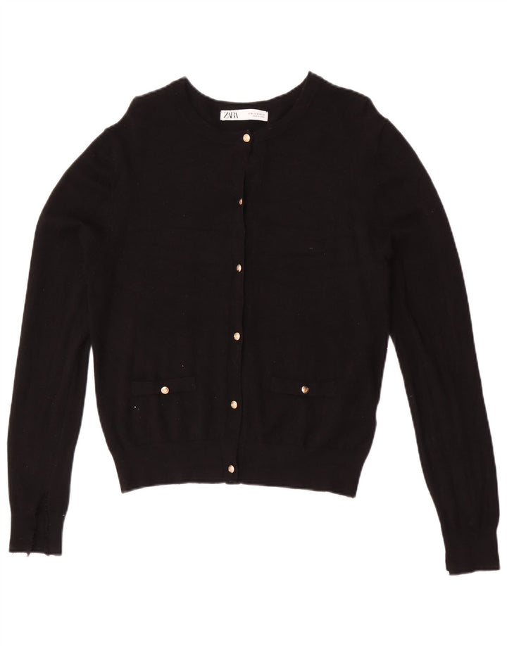 Zara Womens Cardigan Sweater UK 12 Medium Black