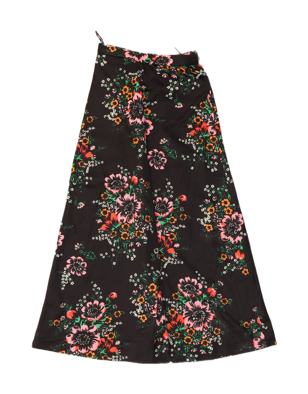 VINTAGE Womens A-Line Skirt W28 Medium Black Floral