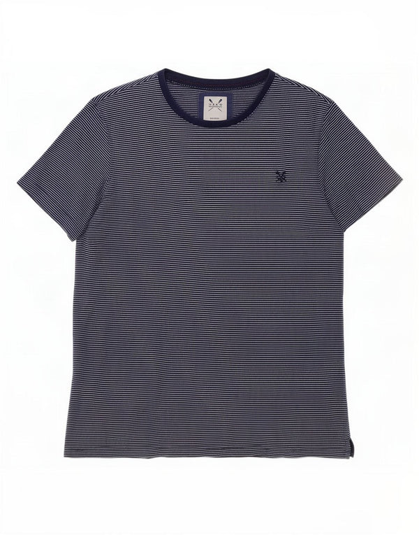 Crew Clothing Mens T-Shirt Top Large Blue Striped Cotton