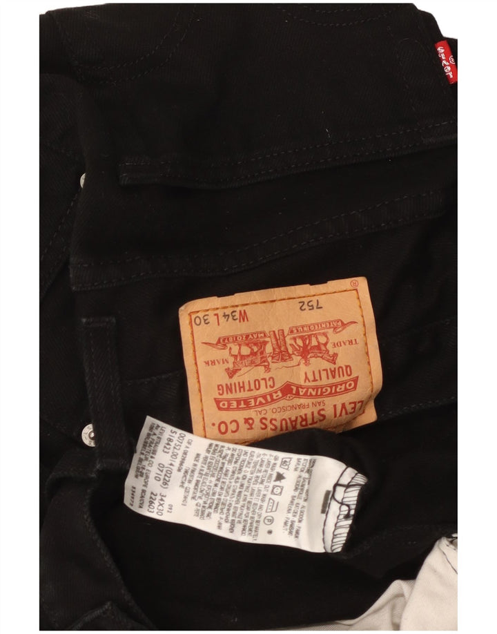Levi's Mens 752 Straight Jeans W34 L26 Black Cotton
