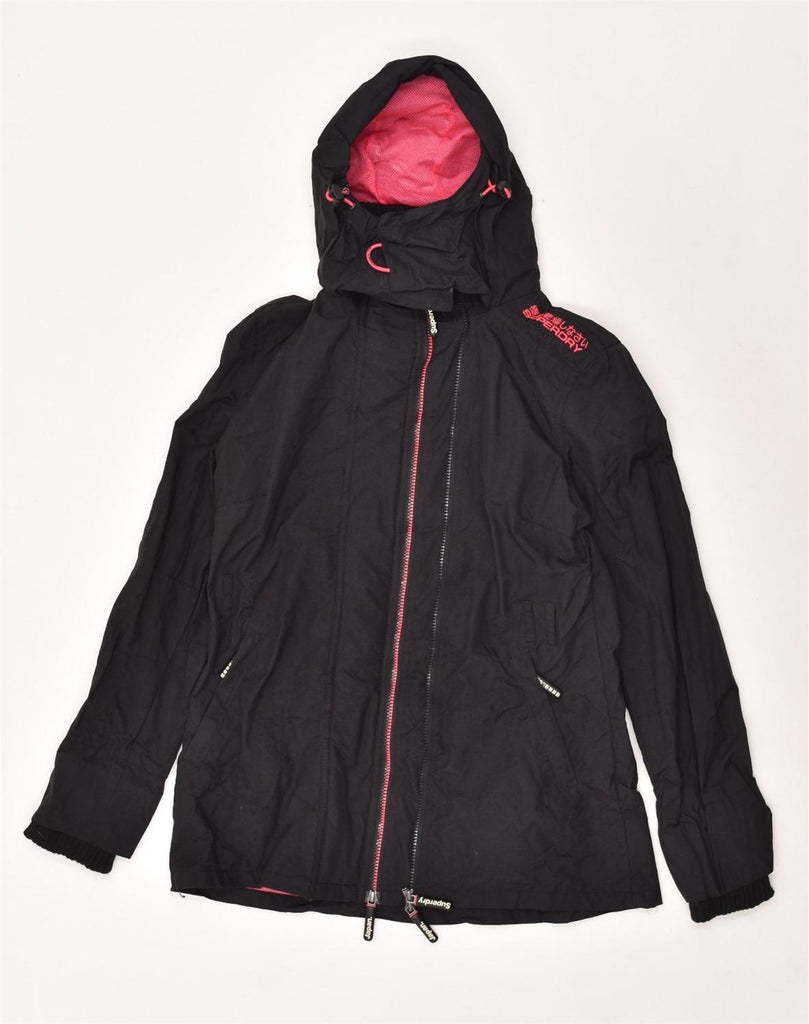 SUPERDRY Womens The Windmac Hooded Windbreaker Jacket UK 12 Medium Black | Vintage Superdry | Thrift | Second-Hand Superdry | Used Clothing | Messina Hembry 