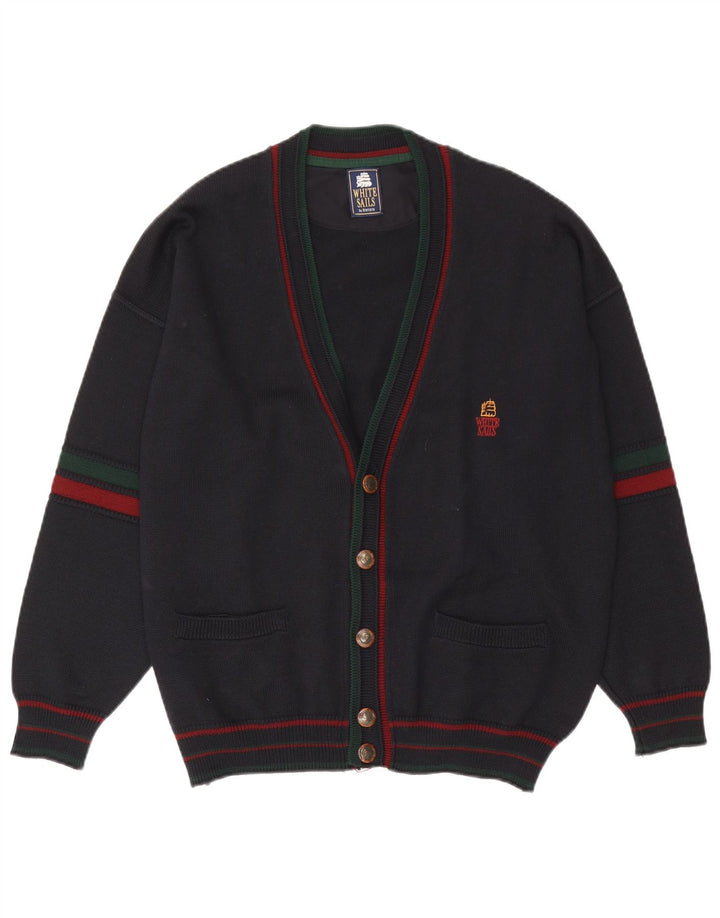 White Sails Mens Cardigan Sweater Large Navy Blue
