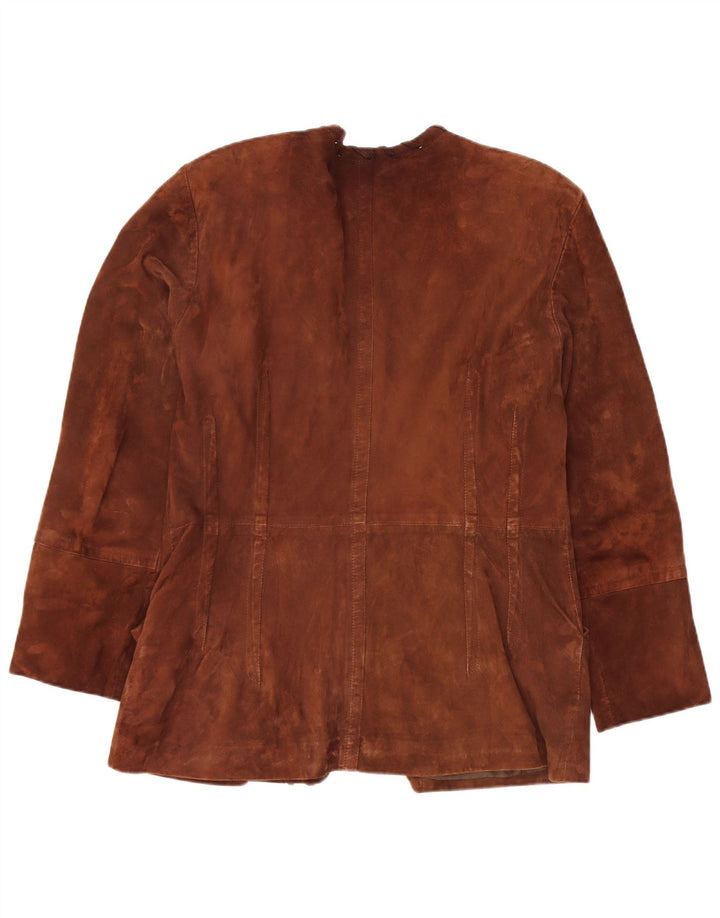 Begedor Womens Oversized 1 Button Suede Blazer Jacket IT 44 Medium Brown