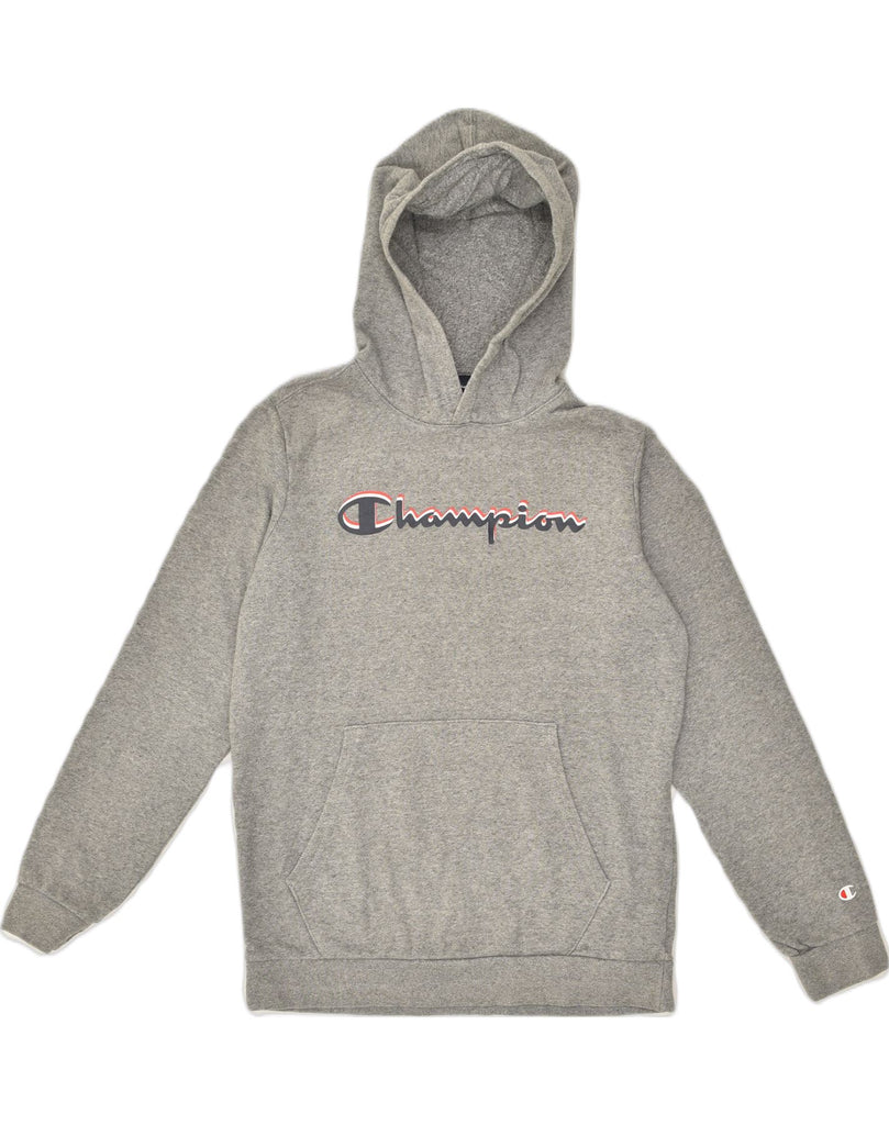 CHAMPION Boys Graphic Hoodie Jumper 13-14 Years XL Grey Cotton | Vintage Champion | Thrift | Second-Hand Champion | Used Clothing | Messina Hembry 