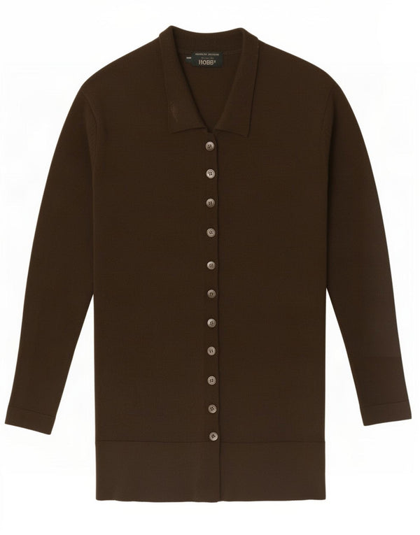 Hobbs Womens Cardigan Sweater UK 14 Large Khaki Merino Wool