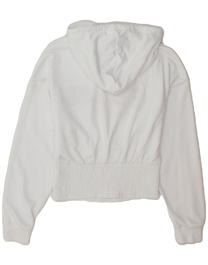 GUESS Womens Graphic Hoodie Jumper UK 12 Medium White Cotton Vintage Guess and Second-Hand Guess from Messina Hembry 