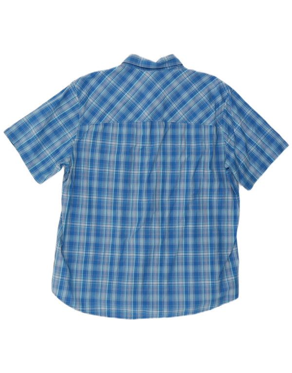 Jack Wolfskin Mens Short Sleeve Shirt Size 44/46 XL Blue Check Cotton