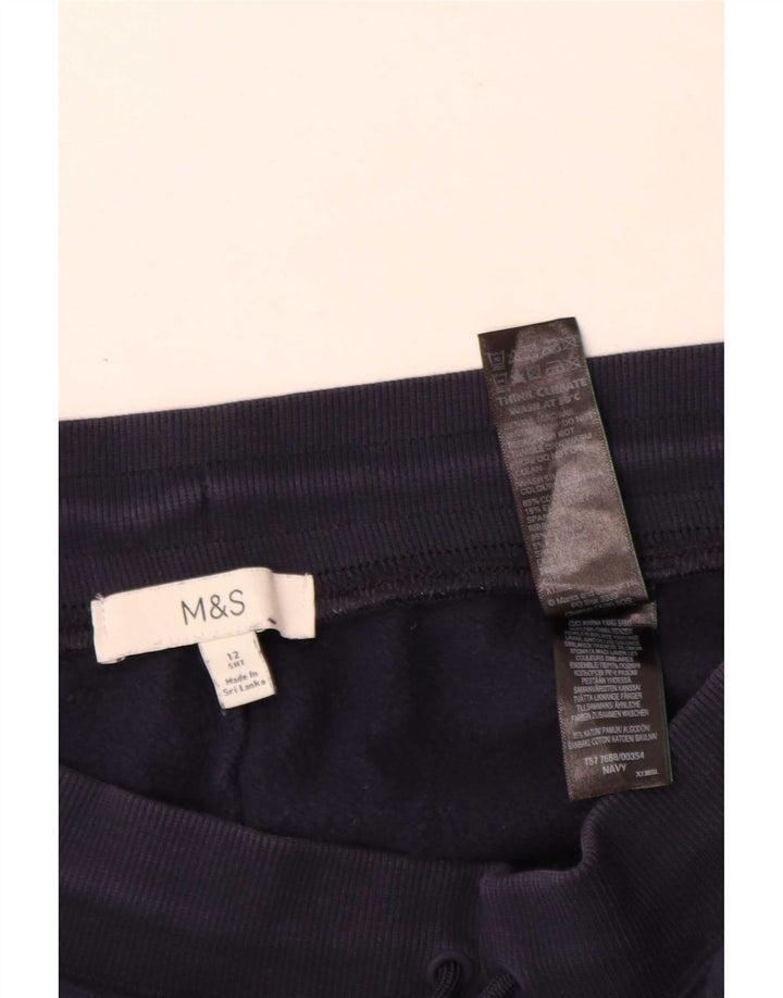 Marks & Spencer Womens Crop Tracksuit Trousers UK 12 Medium Navy Blue