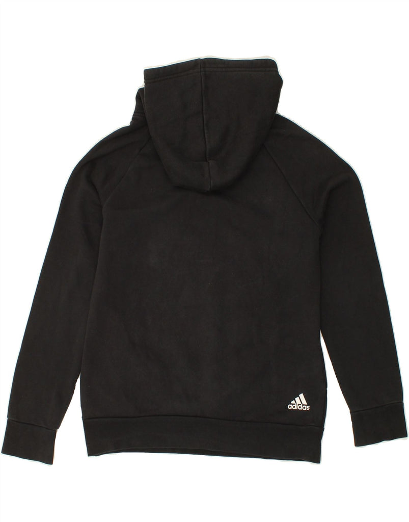 ADIDAS Womens Graphic Hoodie Jumper UK 12/14 Medium Black Cotton Vintage Adidas and Second-Hand Adidas from Messina Hembry 