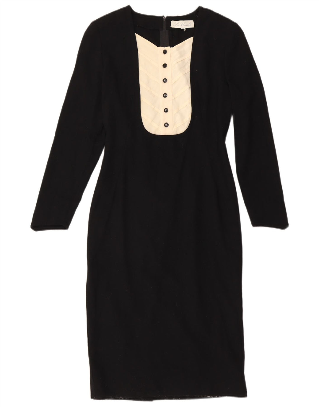 Vintage Womens Long Sleeve Sheath Dress IT 42 Medium Black